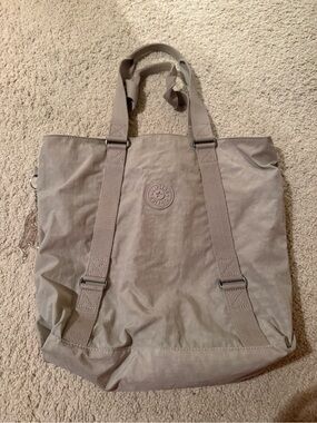 Kipling Taupe Nylon Tote with Adjustable Straps